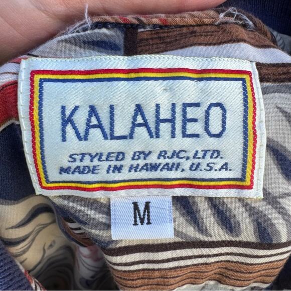 Kalaheo Hawaiian Surfboard Polo Blue Shirt Men's Size Medium *Flaws* - Picture 12 of 14